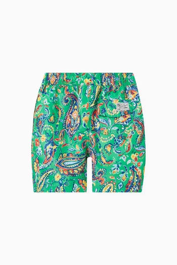 Traveler Embroidered Swim Trunks in Polyester