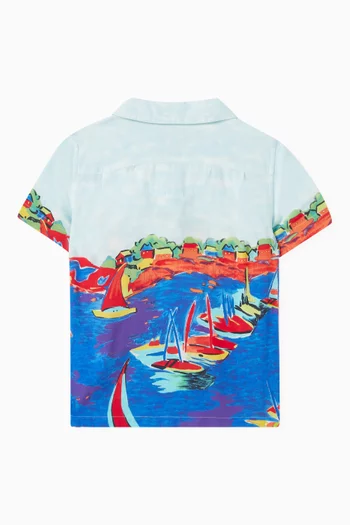 قميص بطبعة قارب رايون