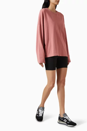 Washed Long-sleeve Boxy T-shirt in Cotton-jersey