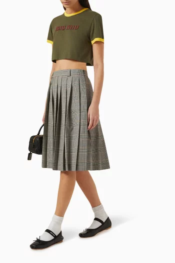 Prince of Wales Check Midi Skirt in Wool