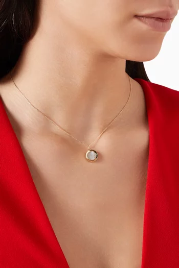 Mother-of-Pearl Diamond Dot Coin Necklace in 14kt Gold
