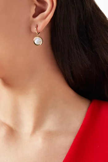 Mother-of-Pearl Diamond Dot Drop Earrings in 14kt Gold