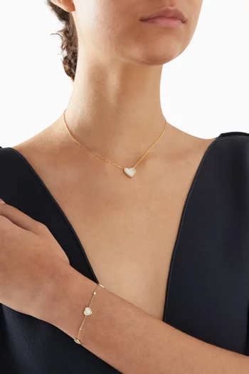 Heart Pavé Mother-of-Pearl Bracelet in 14kt Gold-plated Sterling Silver