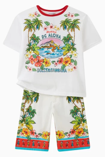 Hawaii-print T-shirt in Cotton Jersey