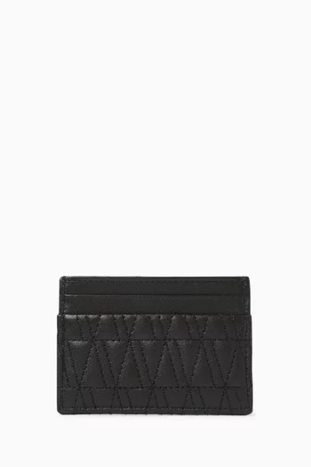 Virtus Card Holder in Smooth V-quilted Leather