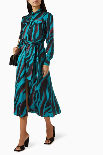 Psychedelic Zebra-print Shirt Dress in Viscose