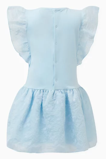 Bag-print Ruffled Dress in Cotton-jersey