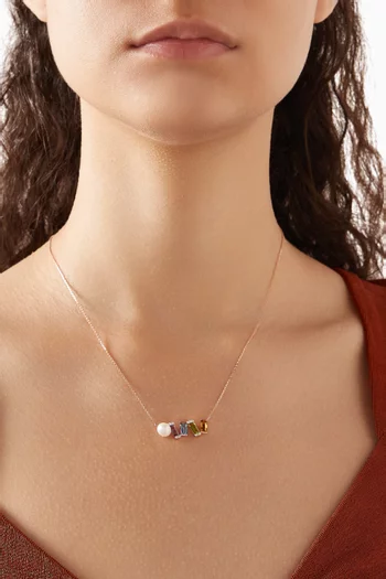 Kiku Sparkle Mixed Gemstone Necklace in 18kt Rose Gold