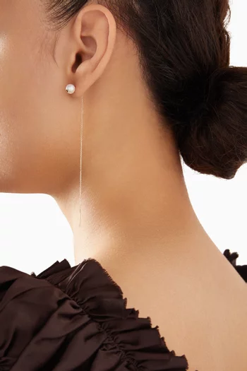 Kiku Pearl Thread Earrings in 18k Gold