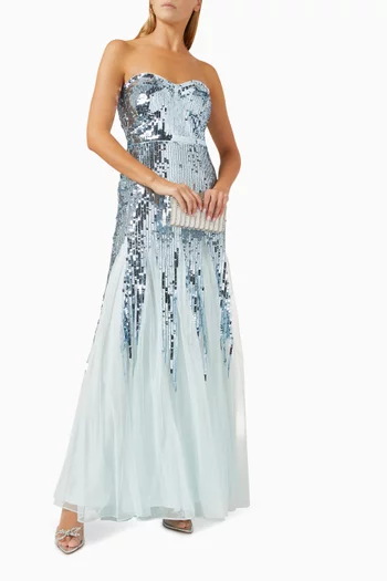 Sequin-embellished Gown in Mesh