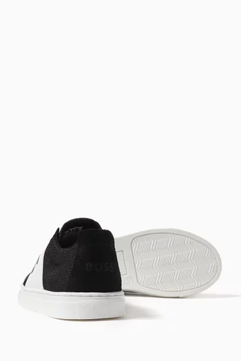 Logo-print Low-top Sneakers in Leather & Canvas