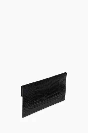 Emblem Clutch in Croc-embossed Leather