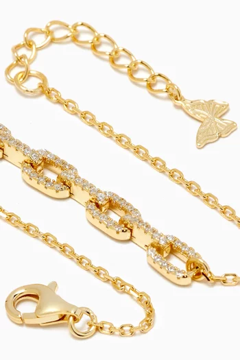 Pavé Boxed Link Bracelet in 14kt Gold-plated Sterling Silver