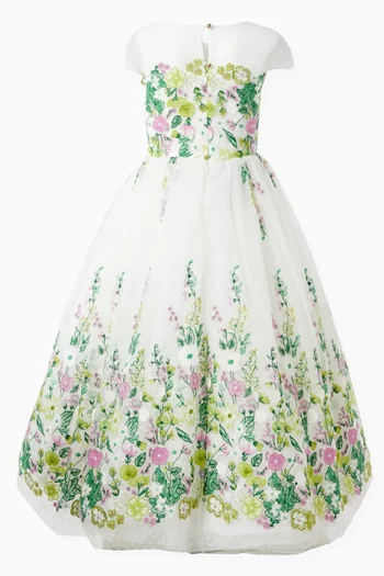 Floral Gown in Plumetis