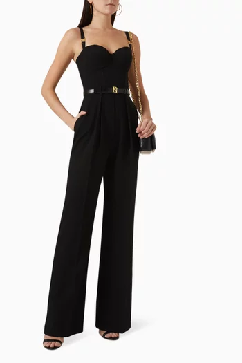 Bustier Belted Jumpsuit in Crepe