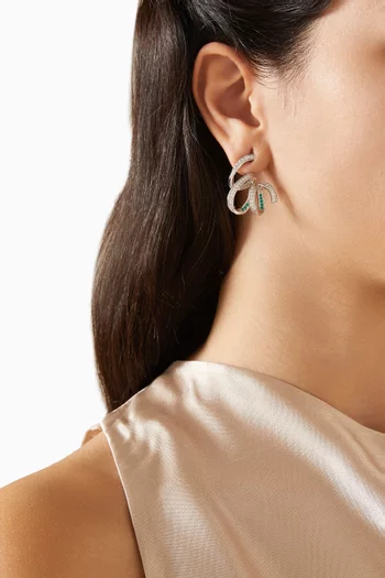 Zarifah Ribbon Zirconia Earrings in Sterling Silver