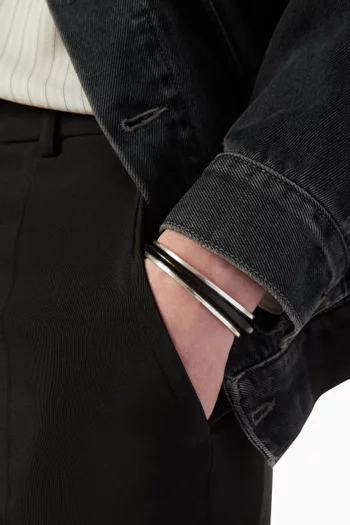 Open Torc Bracelet in Metal & Leather