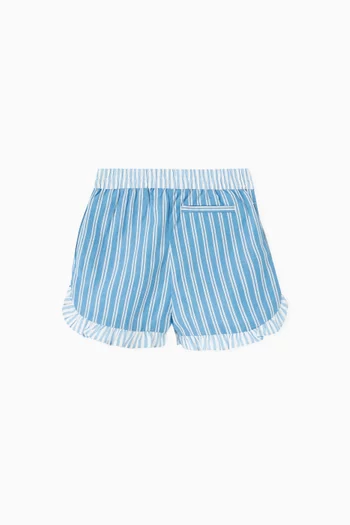 Striped Ruffled Shorts in Organic-cotton