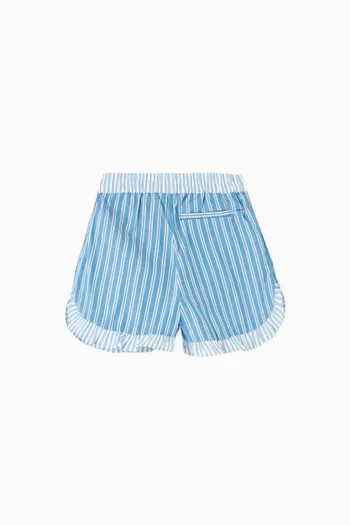 Striped Ruffled Shorts in Organic-cotton