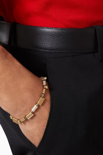 Branded Beaded Bracelet in Brass