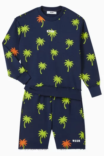 Palm Tree Print Sweatshirt in Cotton