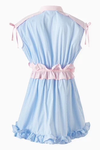 Pleated Shirt Dress in Cotton Poplin