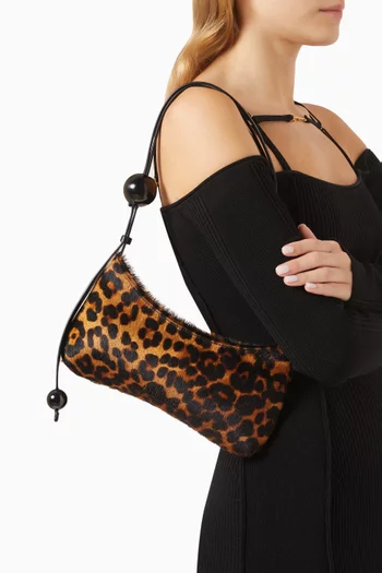 Le Bisou Perle Zip Shoulder Bag in Leopard Calf Hair