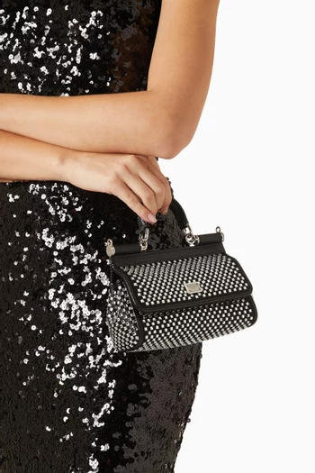 Small Sicily Crystal-embellished Top-handle Bag in Satin