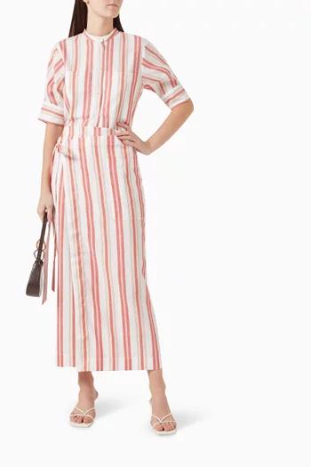 Arezzo Wrap Maxi Skirt in Cotton Linen-blend