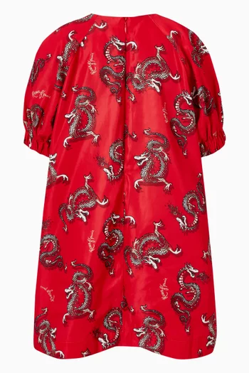 Year Of The Dragon Dress in Satin Twill