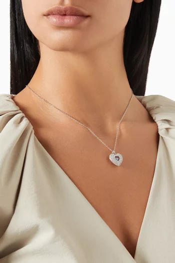 Hyperbola Heart Pendant Necklace in Rhodium-plated Metal