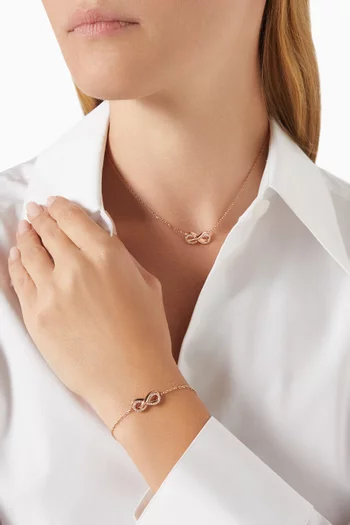 Hyperbola Infinity Necklace & Bracelet Set in Rose Gold-plated Metal