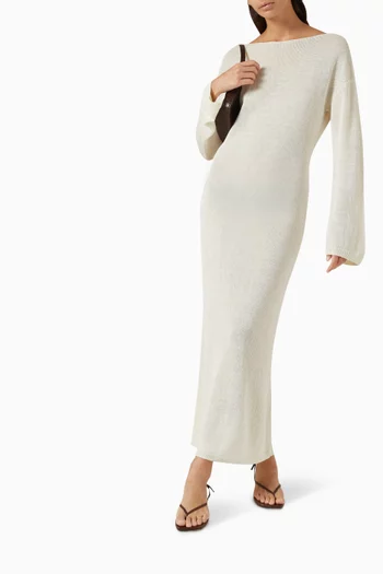 فستان بولي مزيج كتان سوليد اند ستريبد × صوفيا ريتشي غرينج