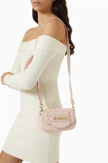 Small Tab Crossbody Bag in Quilted Faux Leather