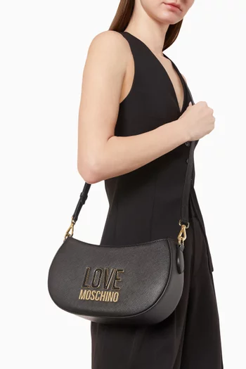 Jelly Logo Shoulder Bag in Faux Leather