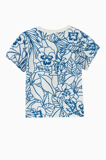 Botanical-print T-shirt in Cotton