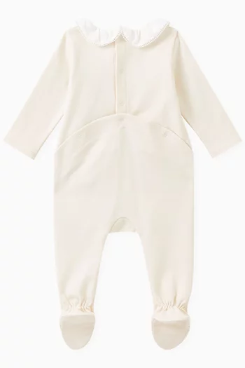 Logo-embroidered Sleepsuit in Cotton