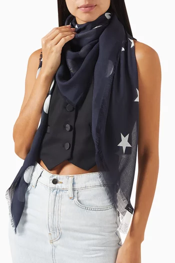 Gradating Stars & Dots Large Square Scarf in Modal