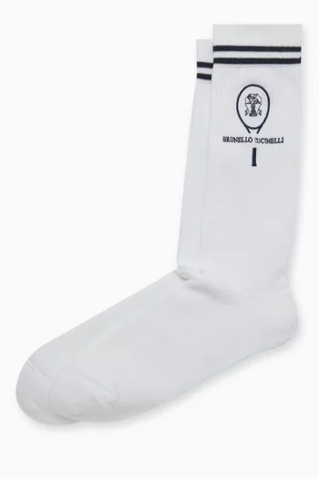 Logo-embroidered Socks in Cotton-blend