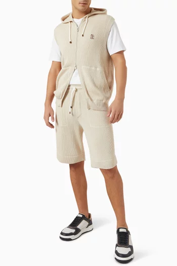 Bermuda Shorts in Rib-knit Cotton