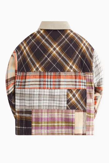Blocked Flannel Zip Shirt in Cotton-knit