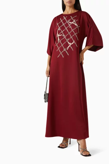 Linear Abstract Embroidered Kaftan in Silk