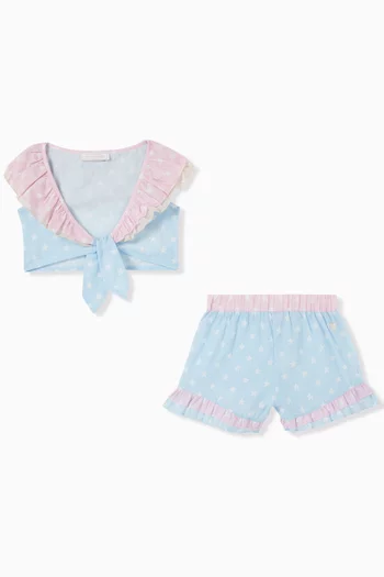 Star-print Top & Shorts Set in Cotton Jersey