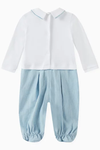 Bear-patch Sleepsuit in Cotton