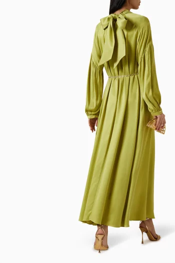 فستان مينكا طويل بحزام سلسلة ستان