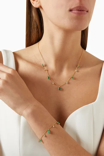 Vania Diamond & Emerald Mini Necklace in 18kt Gold