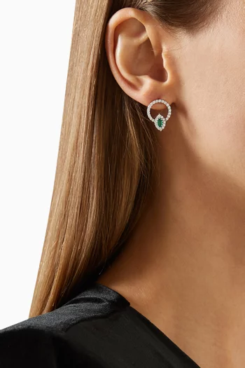 Rani Emerald & Diamond Stud Earrings in 18kt Gold