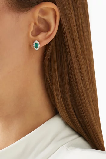 Myra Emerald & Diamond Stud Earrings in 18kt Gold