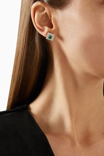 Victoria Emerald & Diamond Stud Earrings in 18kt Gold