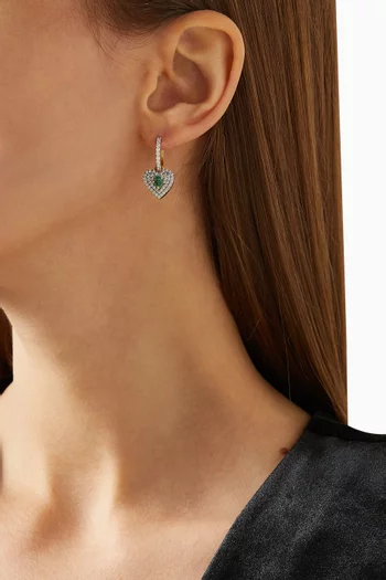 Falak Emerald & Diamond Hoop Earrings in 18kt Gold